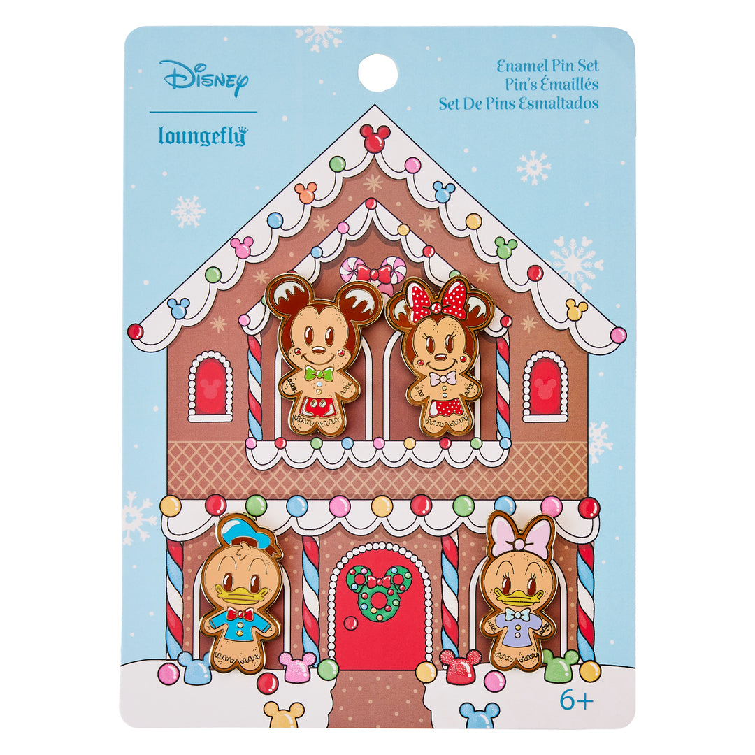 Disney Mickey & Friends Gingerbread House 4 pc Pin Set