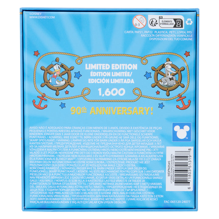 Loungefly Disney Donald Duck 90th Anniversary 3" Collector's Box Pin Limited Edition