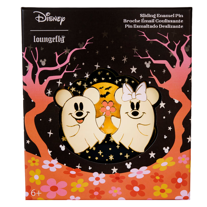 Loungefly Disney Mickey & Minnie Ghost Halloween Glow in the Dark 3" Collector Box Pin