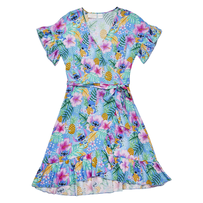 Stitch Shoppe by Loungefly Disney Lilo and Stitch Tropical Wrap "Ilana" Dress
