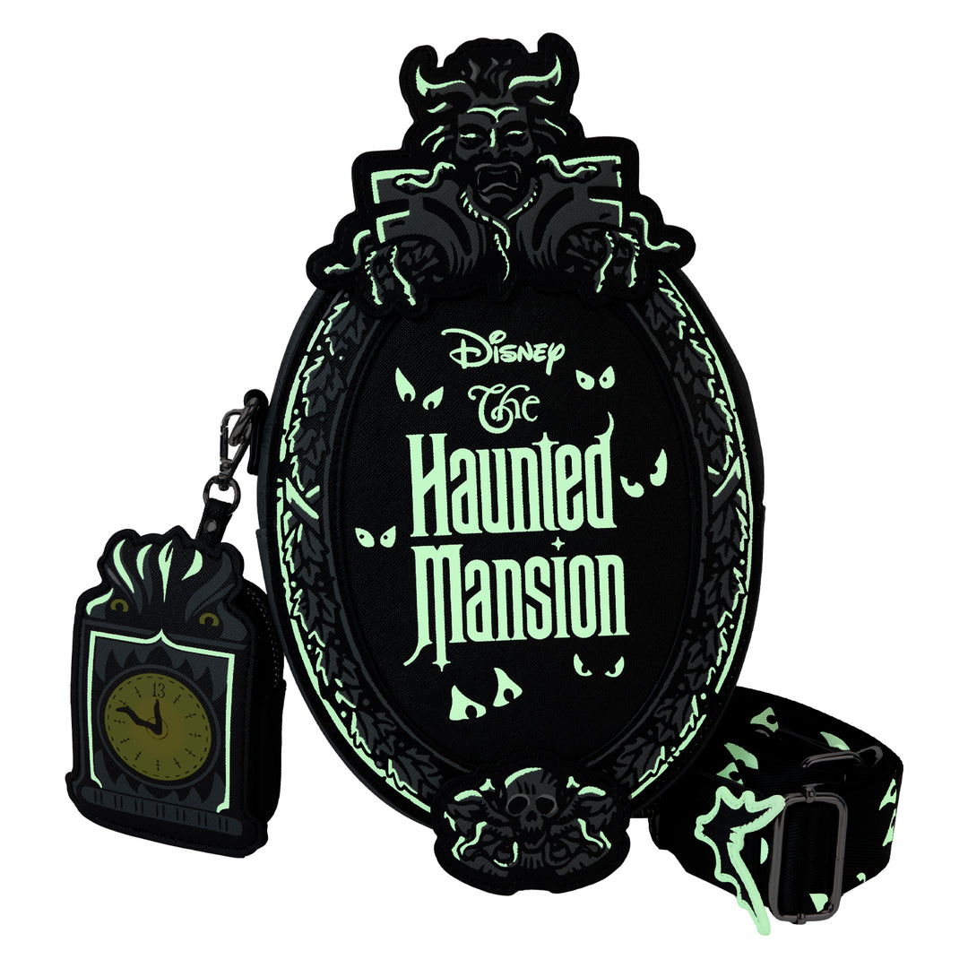 Loungefly Disney Haunted Mansion Plaque Glow in the Dark Crossbody Bag