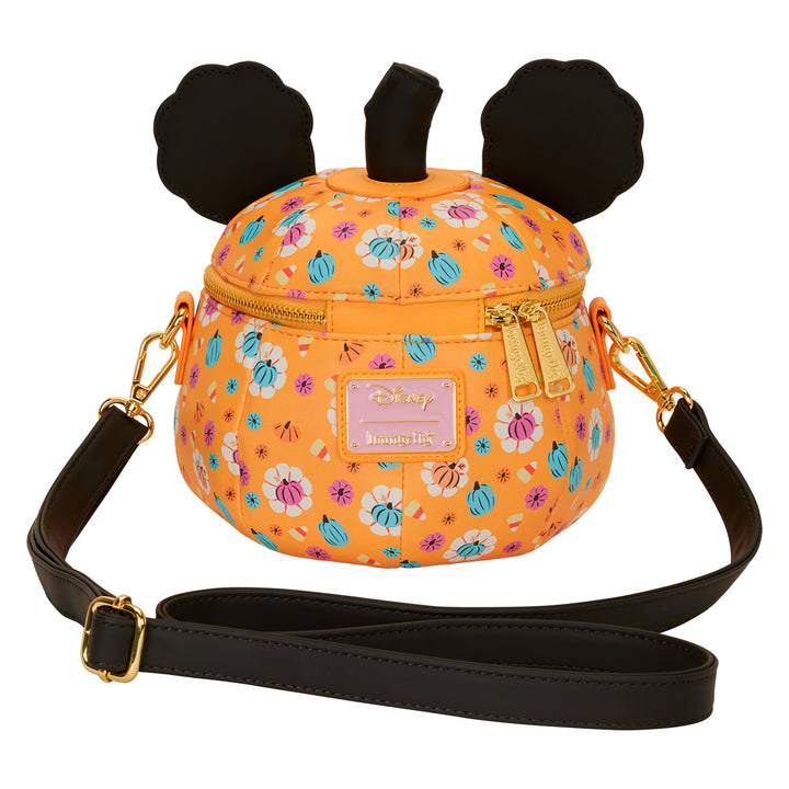 Loungefly Disney Halloween Mickey Mouse Floral Pumpkin Glow in the Dark Crossbody Bag