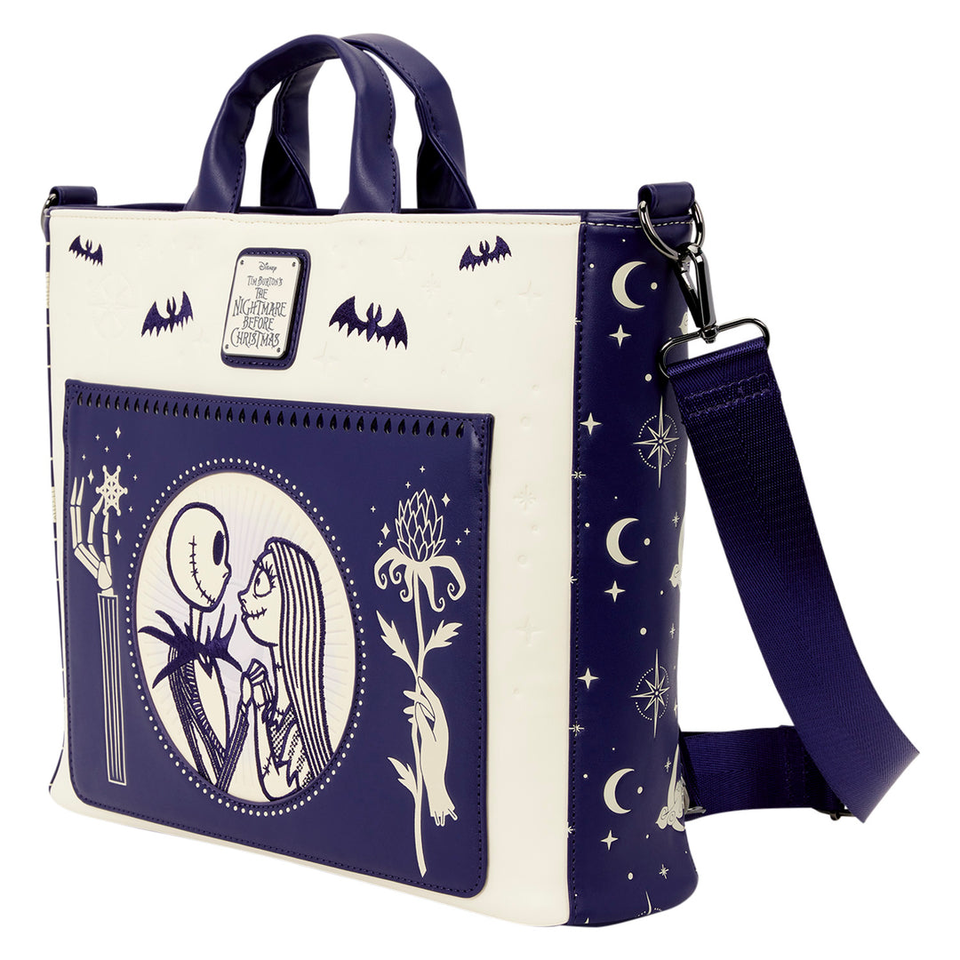 Loungefly Disney The Nightmare Before Christmas Jack Skellington & Sally Night Sky Convertible Backpack & Tote Bag