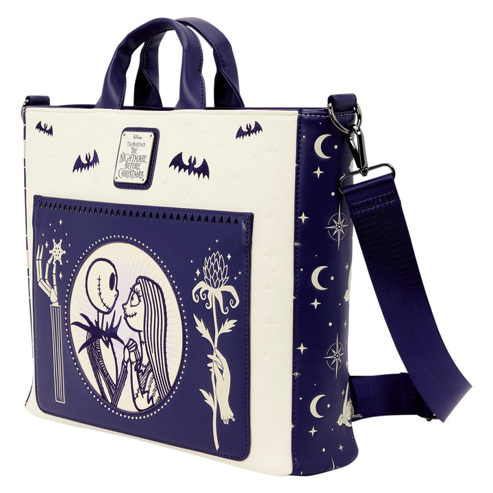 Loungefly Disney The Nightmare Before Christmas Jack Skellington & Sally Night Sky Convertible Backpack & Tote Bag