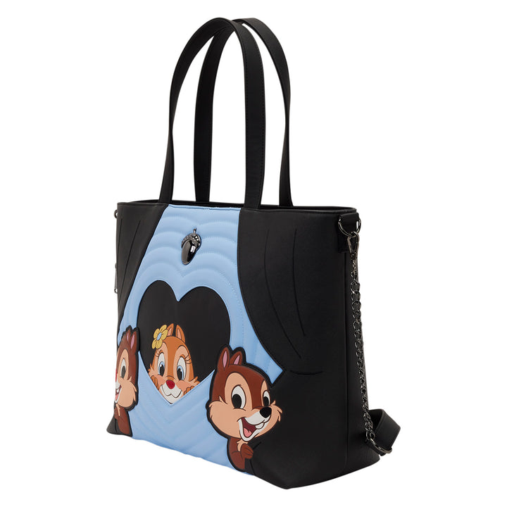 Tote bag with cartoon characters on a blue background