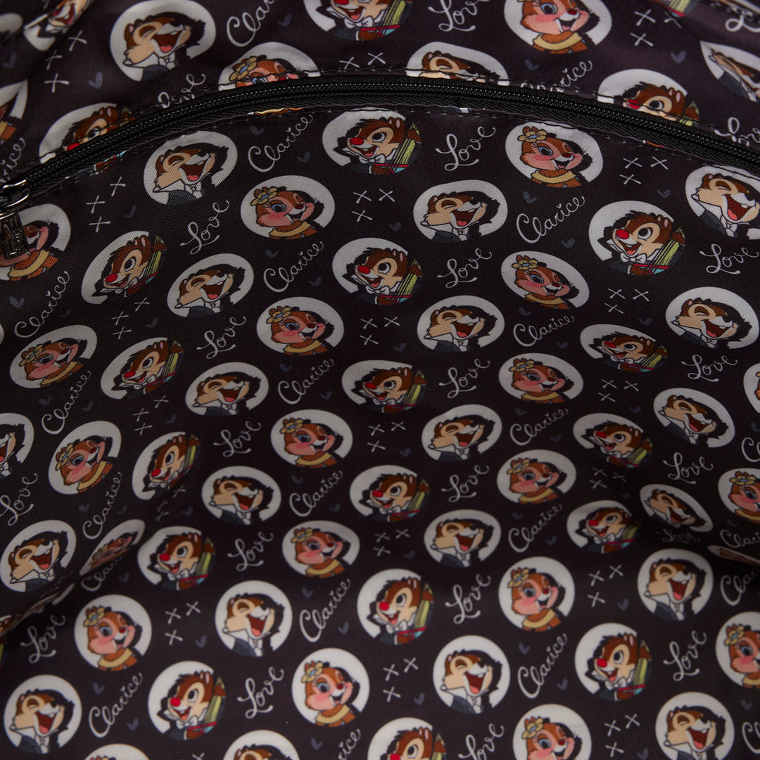 Patterned bag with cartoon characters and 'LoL' branding on a dark background