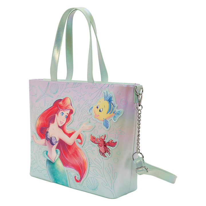Loungefly Disney The Little Mermaid Ariel & Flounder Tote Bag with Coin Bag