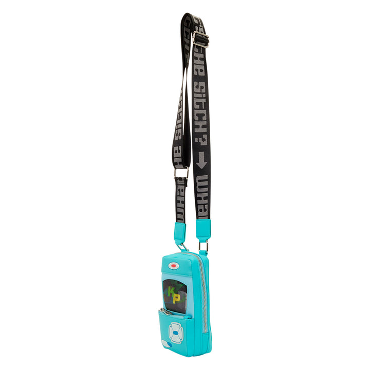 Turquoise phone case with lanyard on a white background