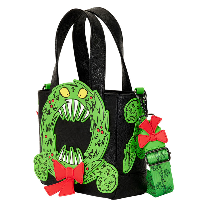 Loungefly Disney The Nightmare Before Christmas Man Eating Wreath Glow Mini Tote Bag