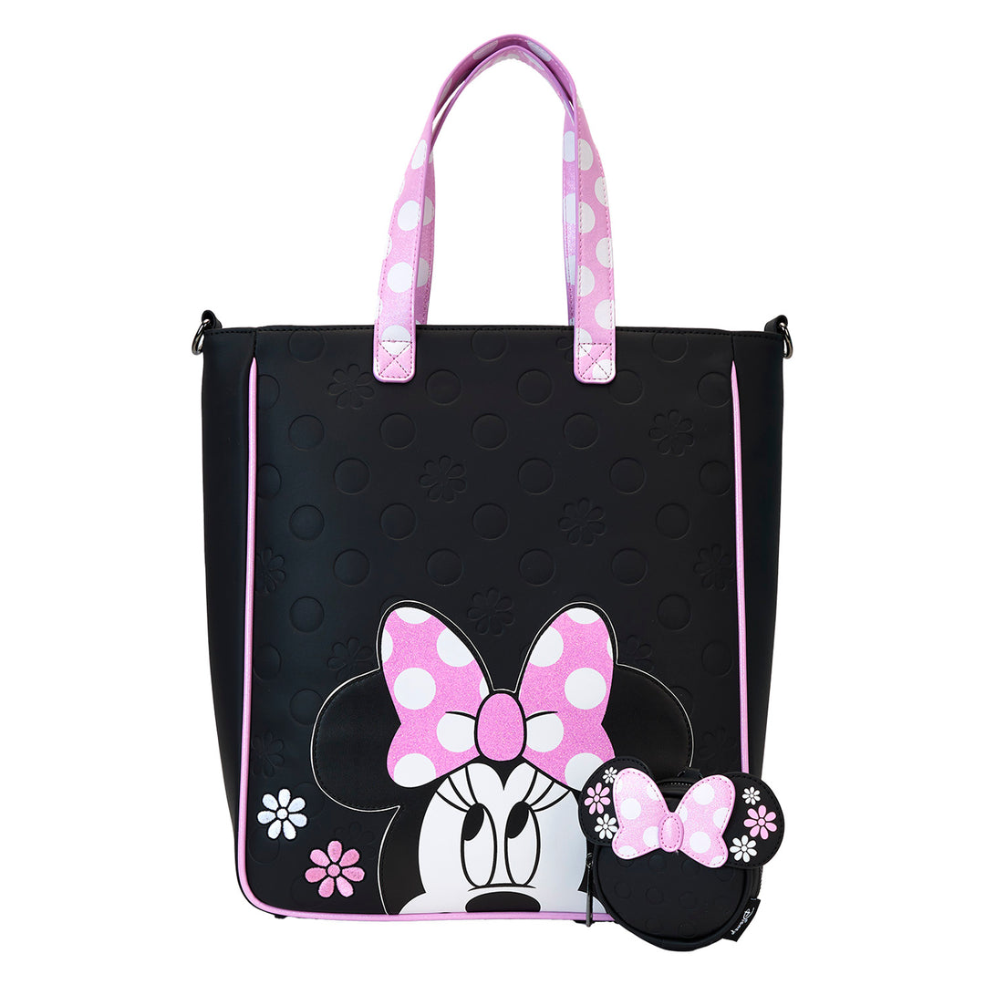 Loungefly Disney Minnie Rock the Dots Floral Tote Bag with Coin Bag