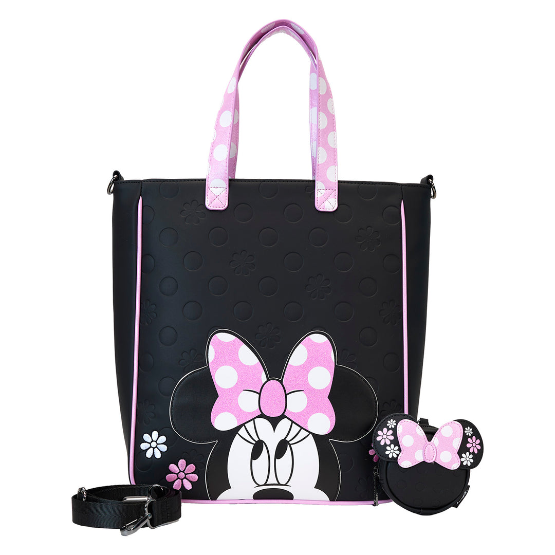 Loungefly Disney Minnie Rock the Dots Floral Tote Bag with Coin Bag