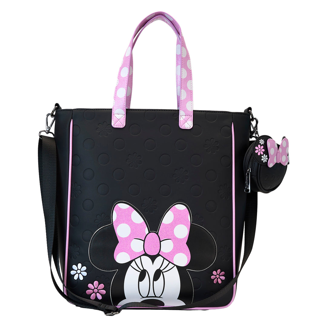 Loungefly Disney Minnie Rock the Dots Floral Tote Bag with Coin Bag