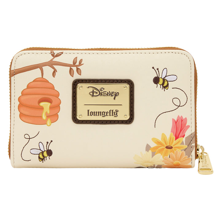 Beige wallet with bee and flower design, featuring Disney Loungefly logo.
