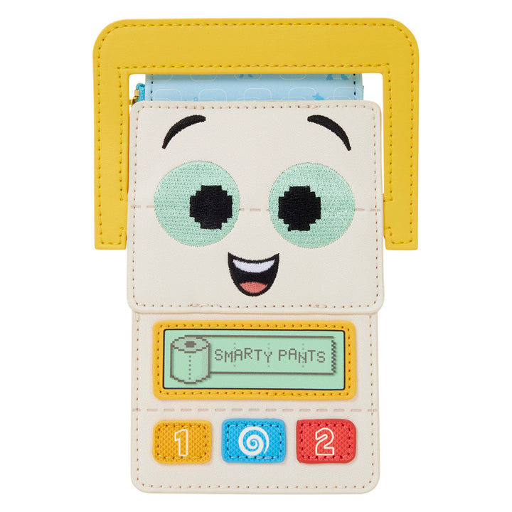 wallet with robot design on a white background