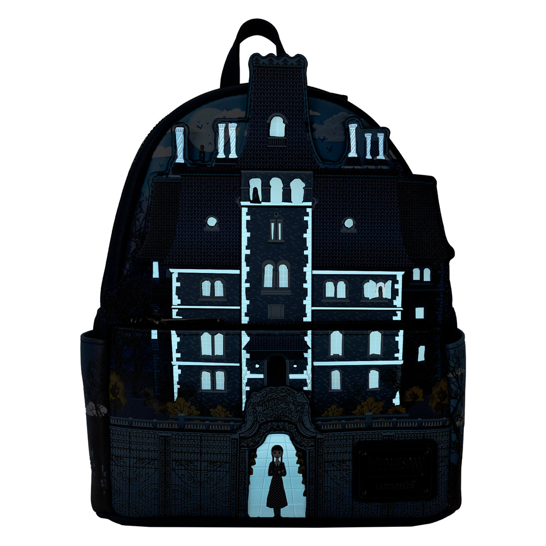 Loungefly MGM Wednesday Nevermore Academy Glow in the Dark Mini Backpack