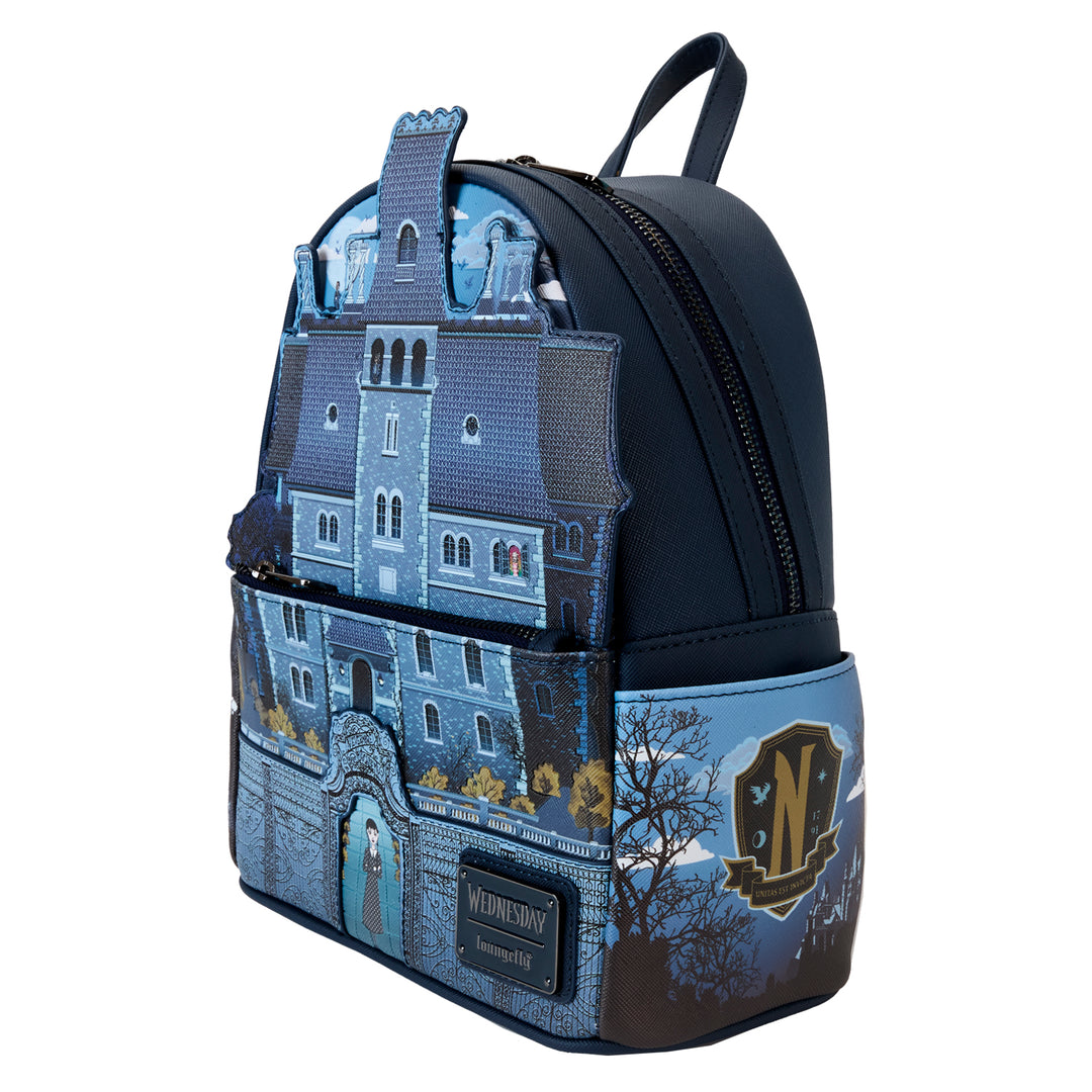 Loungefly MGM Wednesday Nevermore Academy Glow in the Dark Mini Backpack