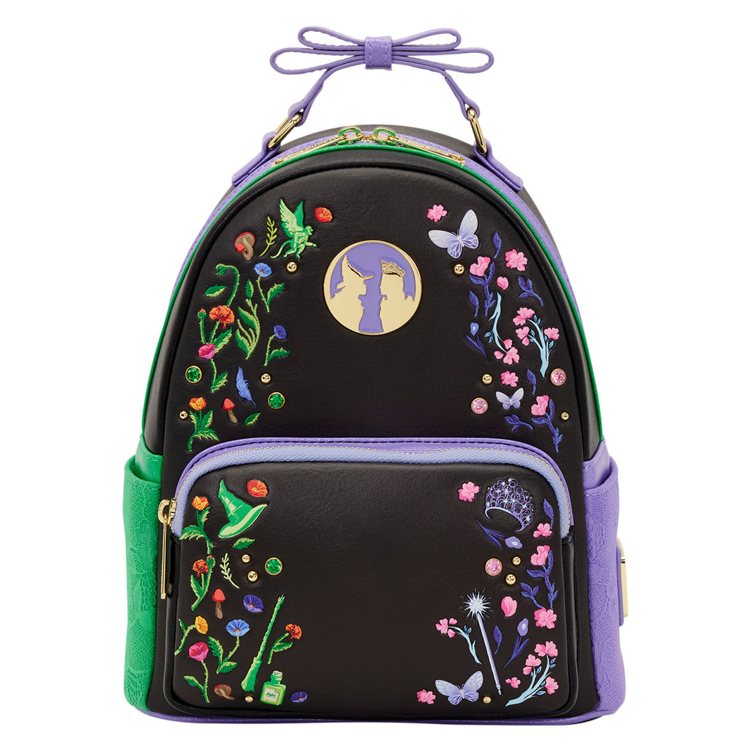 flower embroidered mini backpack Loungefly Universal Wicked Glinda & Elphaba Floral and Lace Mini Backp – Grotto Treasures