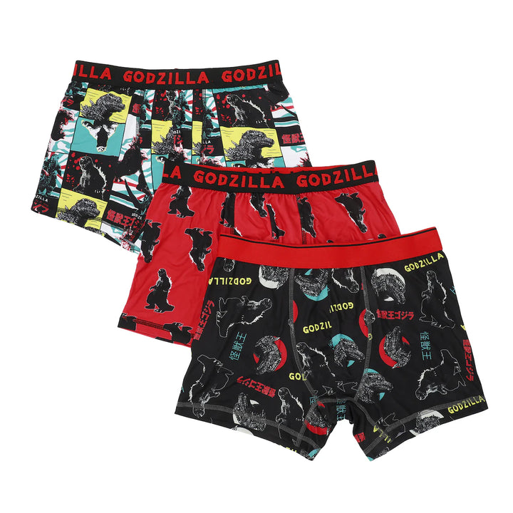pair of three Godzilla boxers on a white background 