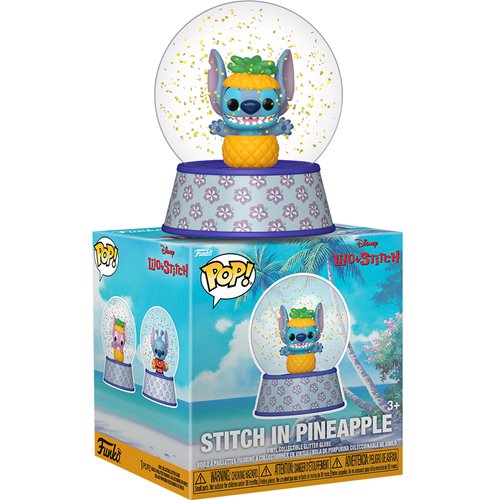 Funko Pop! snow globe with Stitch in Pineapple costume on a white background