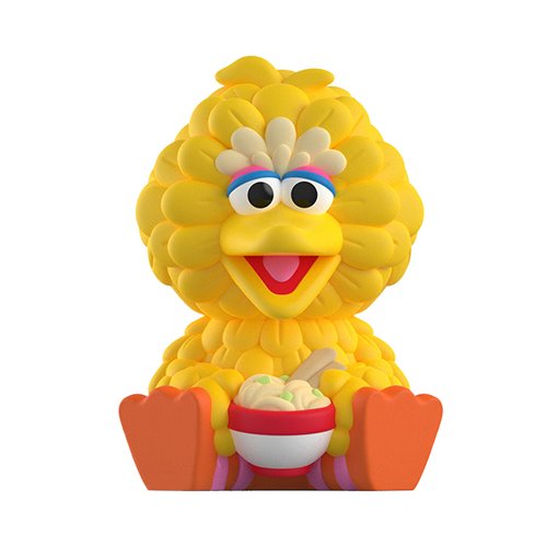 Yellow character with a bowl of popcorn on a white background