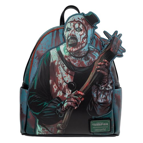Loungefly Terrifier Art the Clown Blood Splatter Glow in the Dark Mini Backpack