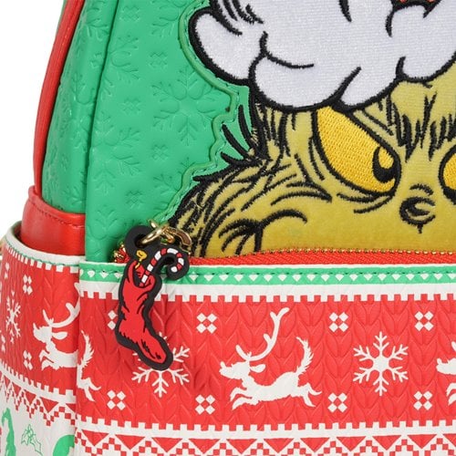 Loungefly How the Grinch Stole Christmas Grinch Christmas Sweater Mini Backpack
