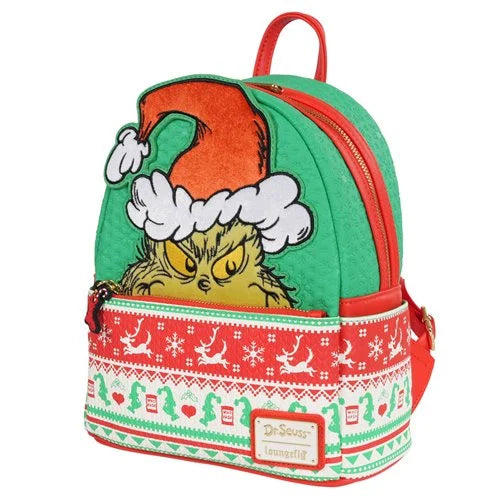 Loungefly How the Grinch Stole Christmas Grinch Christmas Sweater Mini Backpack