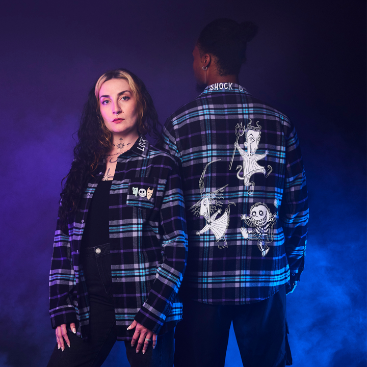 Cakeworthy Disney The Nightmare Before Christmas Lock Shock And Barrel Flannel Shirt