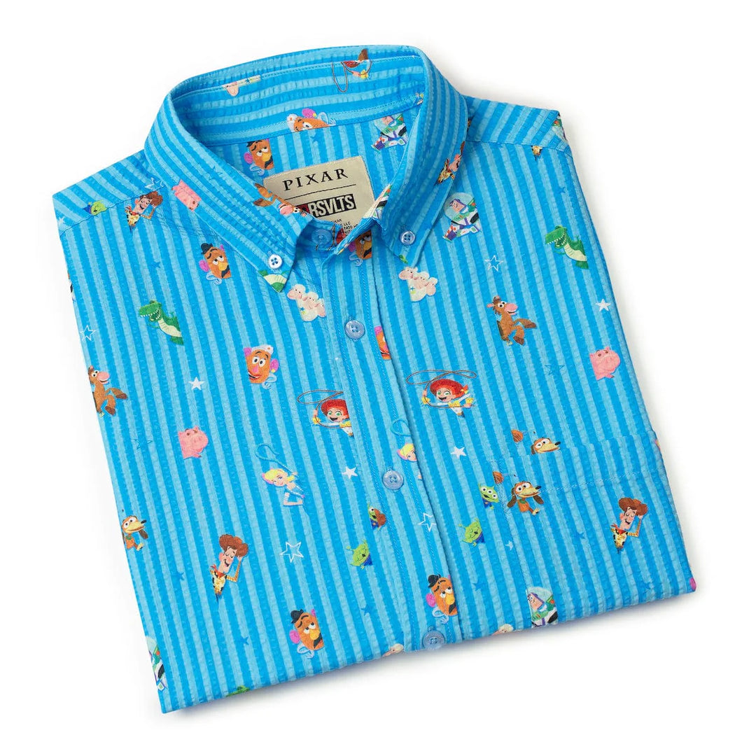 RSVLTS Disney Pixar Toy Story "Andy's Playtime Pals!" - Stretch Seersucker Short Sleeve Shirt