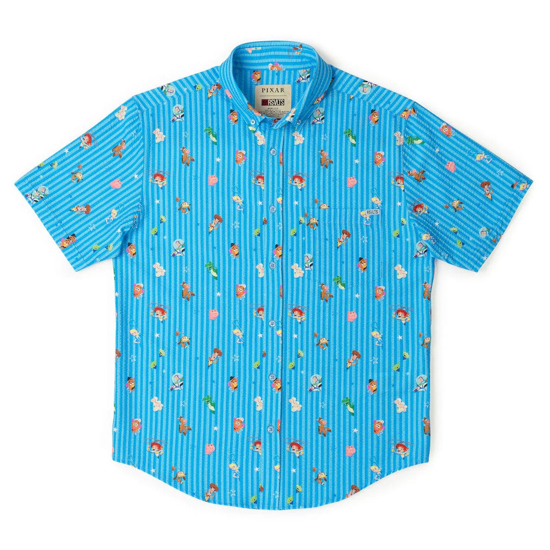 RSVLTS Disney Pixar Toy Story "Andy's Playtime Pals!" - Stretch Seersucker Short Sleeve Shirt