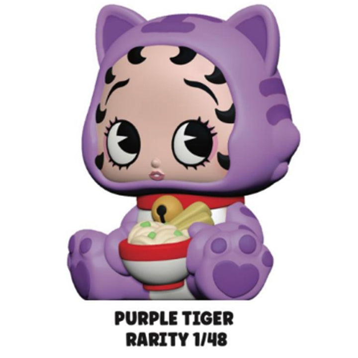 Purple tiger figurine with a white background