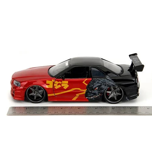 Jada Toys Hollywood Rides Godzilla 2002 Nissan Skyline GT-R R34 1:24 Scale Die-Cast Metal Vehicle