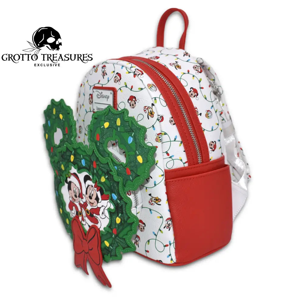 Grotto Treasures Exclusive - Disney Mickey & Minnie W/Friends Holiday Wreath Light Up Mini Backpack