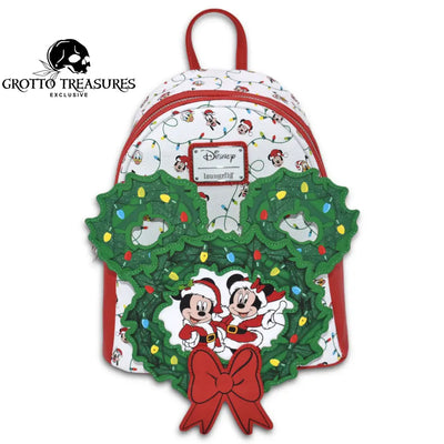 Grotto Treasures Exclusive - Disney Mickey & Minnie W/Friends Holiday Wreath Light Up Mini Backpack