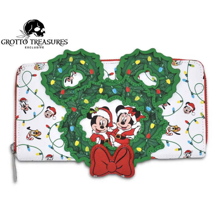 Grotto Treasures Exclusive - Disney Mickey & Minnie W/Friends Holiday Wreath Wallet