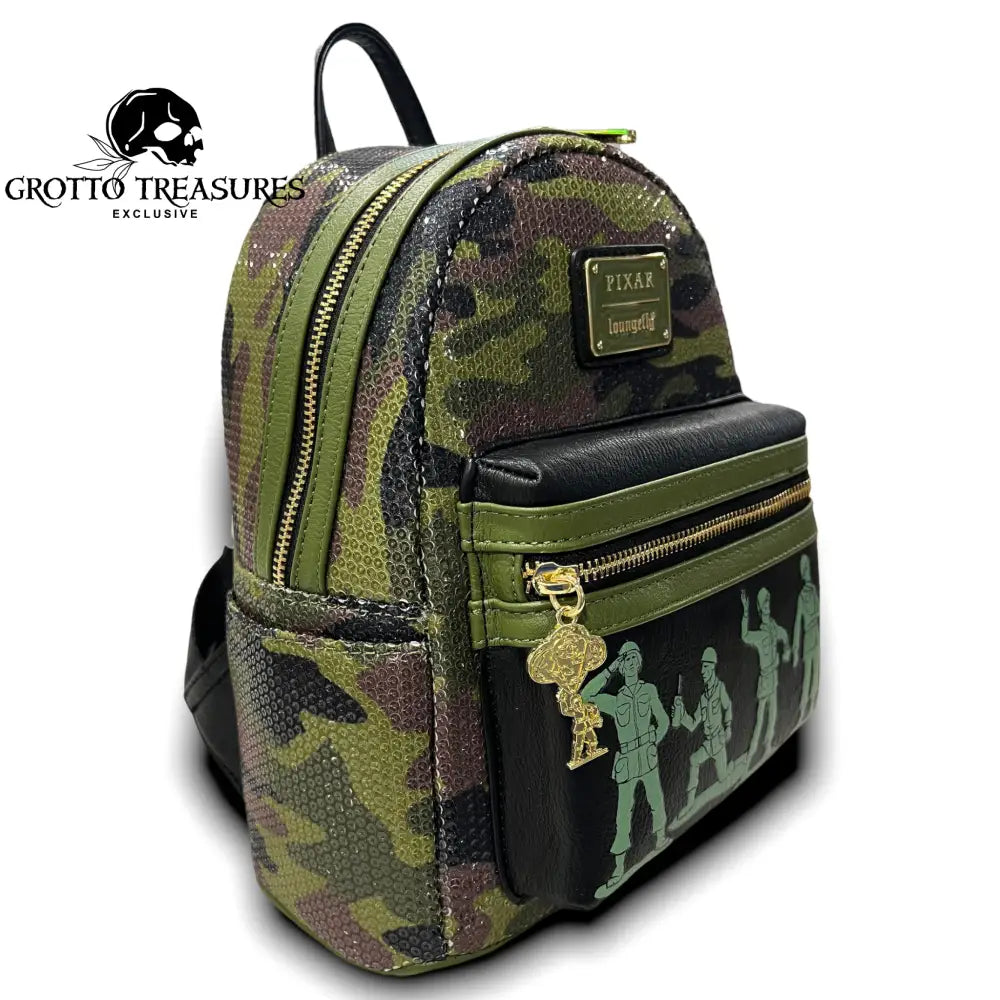 Grotto Treasures Exclusive - Disney Pixar Toy Story Army Men Sequin Mini Backpack
