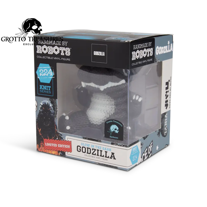 Grotto Treasures Exclusive - Handmade By Robots Godzilla Blue Glow In The Dark Vinyl Figure