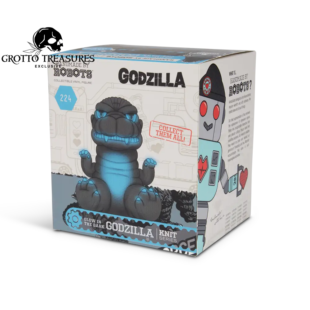 Grotto Treasures Exclusive - Handmade By Robots Godzilla Blue Glow In The Dark Vinyl Figure