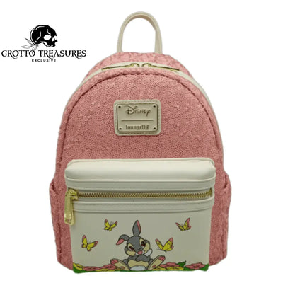 Grotto Treasures Exclusive - Loungefly Disney Bambi Thumper Pink Sequin Mini Backpack