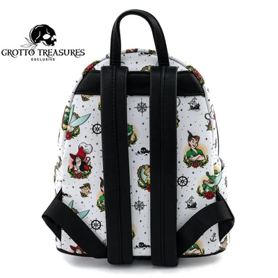 Grotto Treasures Exclusive - Loungefly Disney Peter Pan Tattoo Print Mini Backpack