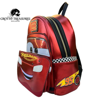 Grotto Treasures Exclusive - Disney Pixar Cars Metallic Lightning Mcqueen Cosplay Mini Backpack