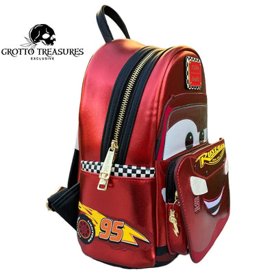 Grotto Treasures Exclusive - Disney Pixar Cars Metallic Lightning Mcqueen Cosplay Mini Backpack