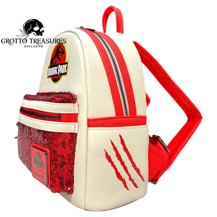 Grotto Treasures Exclusive - Loungefly Jurassic Park Red Sequin Mini Backpack