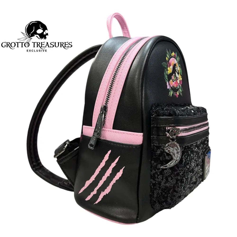 Grotto Treasures Exclusive - Loungefly Jurassic Park Sequin Pink Floral Mini Backpack