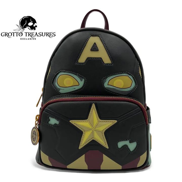 captain america leather backpack Loungefly Falcon Cosplay Mini 9W x 10.5H x 4.5D This backpack is an officially licensed Marvel product. Grotto Treasures Exclusive - Loungefly