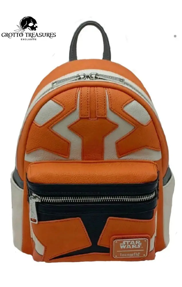 ahsoka loungefly mini backpack Grotto Treasures Exclusive striped pattern across its design Grotto Treasures Exclusive - Loungefly