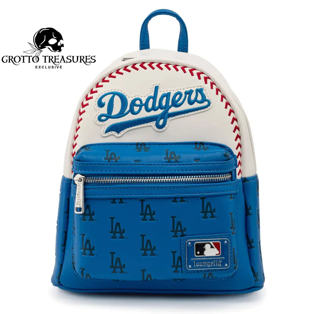 dodgers mini backpack Loungefly MLB Los Angeles Baseball Seam Stitch Features a top zipper Best Selling Rfid Crossbody Color:Orange Raspberry UV 303110