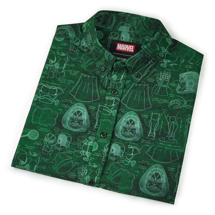 Green shirt with Marvel character design on a white background