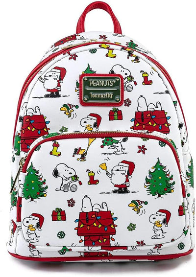Loungefly Peanuts Snoopy Holiday All Over Print Mini Backpack