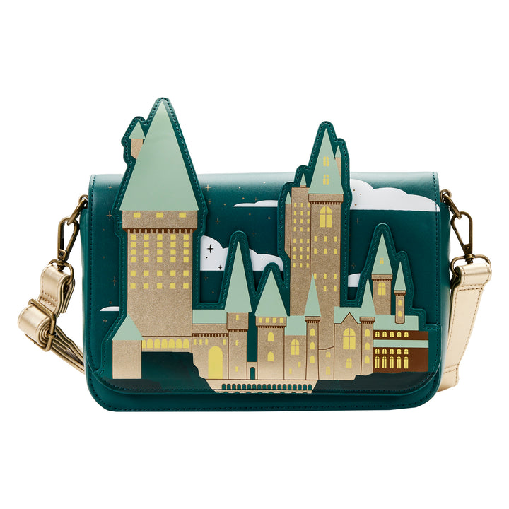 Harry Potter Golden Hogwarts Castle Crossbody W/Pouch